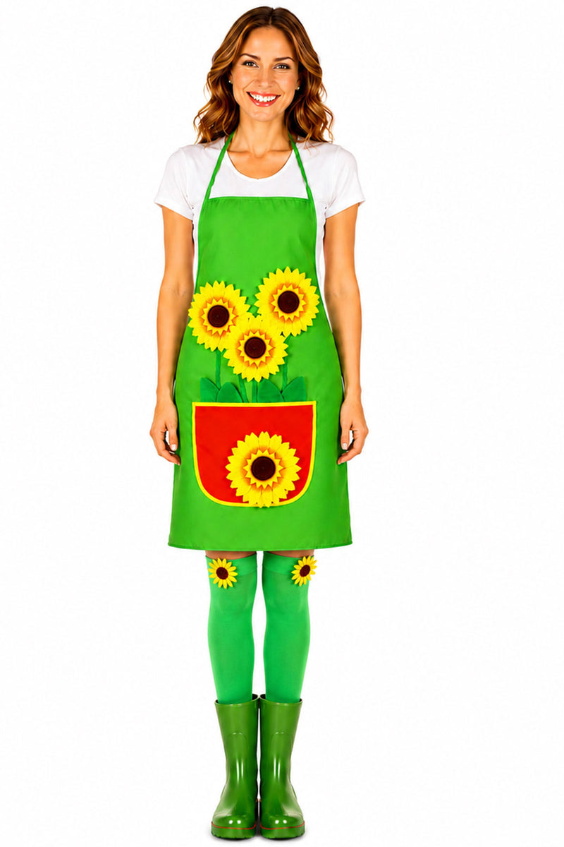 Overknees Halterlose Strümpfe "Sonnenblume" - 414011 | Grün