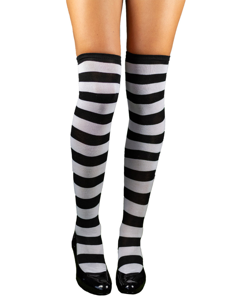 Overknees Kniestrümpfe "Ringelstrümpfe" - 414035 | Schwarz Weiß gestreift