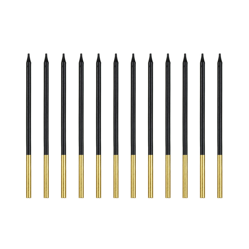 Geburtstagskerzen 14 cm | 12 Stk. - Schwarz Gold