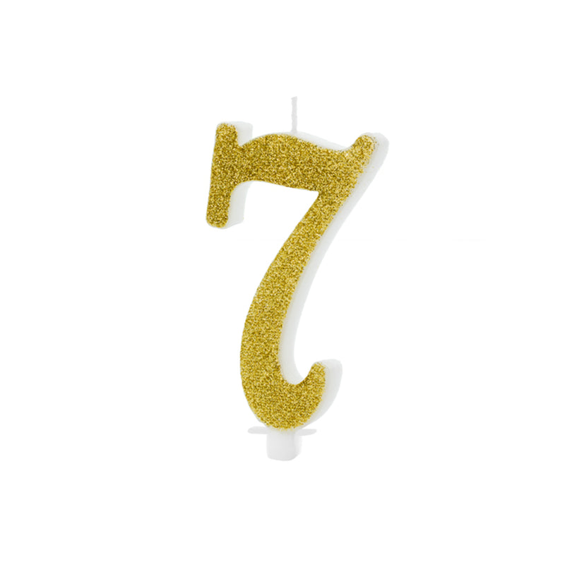 Geburtstagskerze Glitter Gold - 10 cm | Ziffer ''7''