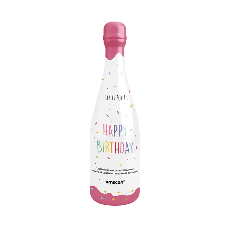 Konfettishooter Flasche Pink | 32 cm Bunt