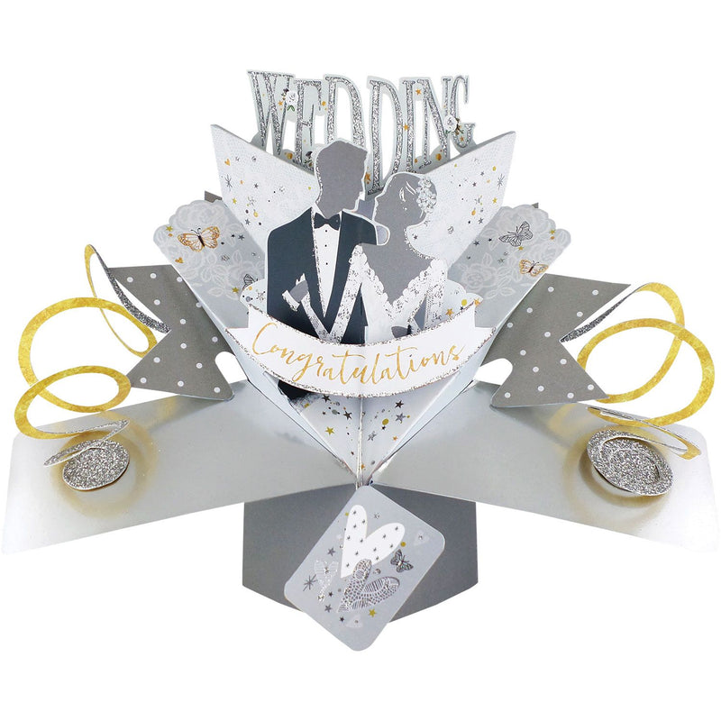 Grußkarte PopUp "Wedding Congratulations Braut und Bräutigam"