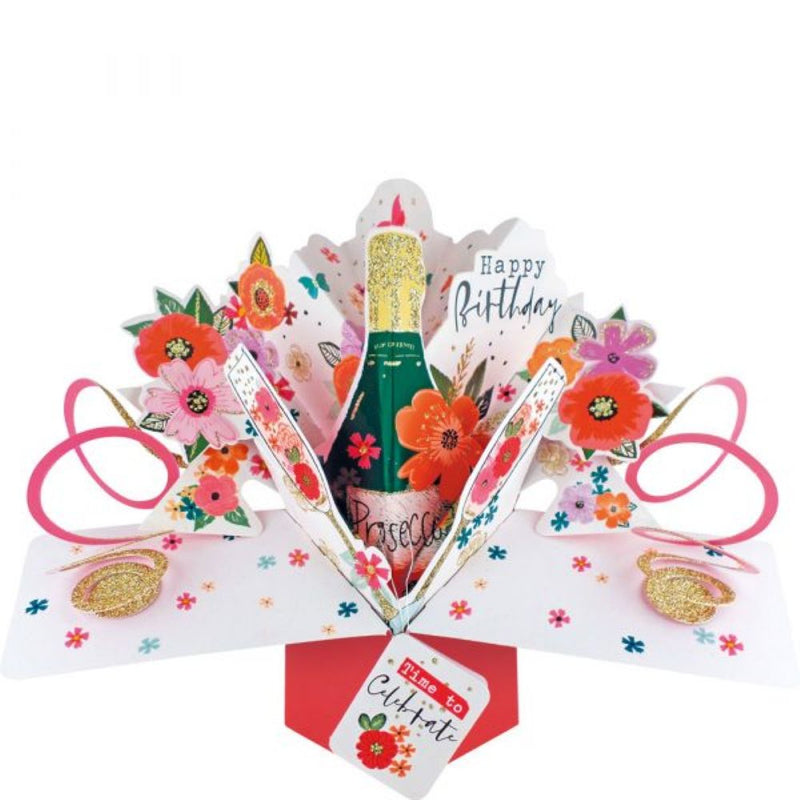 Grußkarte PopUp "Happy Birthday" Champagner