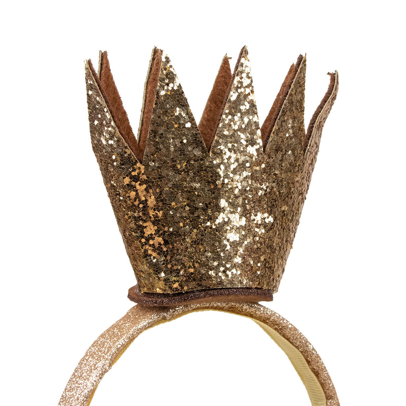 Goldene Glitzer Krone zum Prinzessin Kostüm | Haarreif