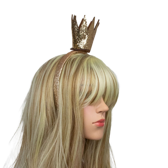 Goldene Glitzer Krone zum Prinzessin Kostüm | Haarreif