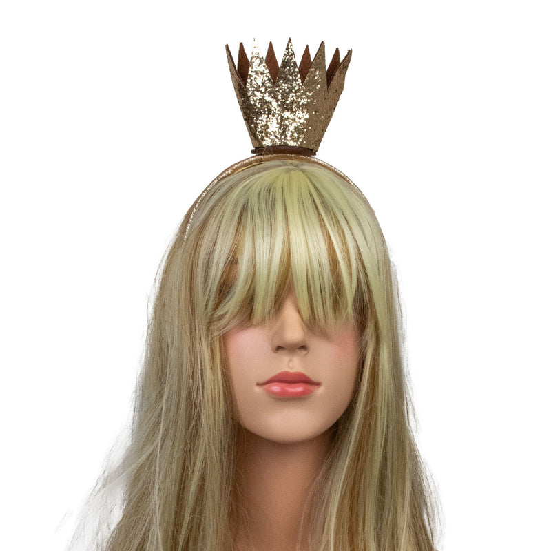 Goldene Glitzer Krone zum Prinzessin Kostüm | Haarreif
