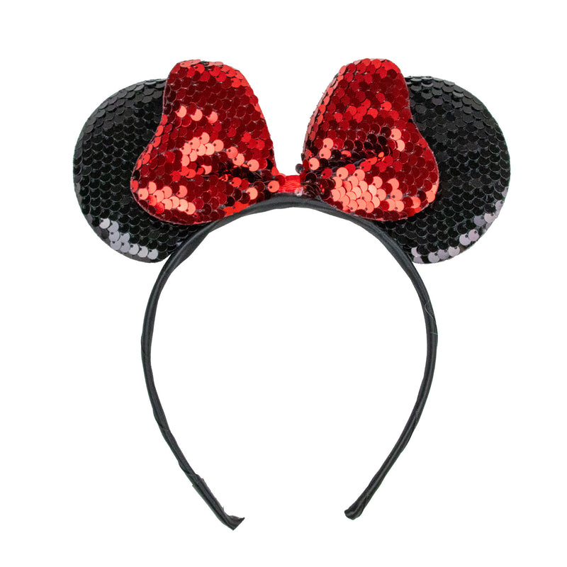 Minnie Maus Ohren - Haarreif mit Pailletten 414111 | Schwarz Rot