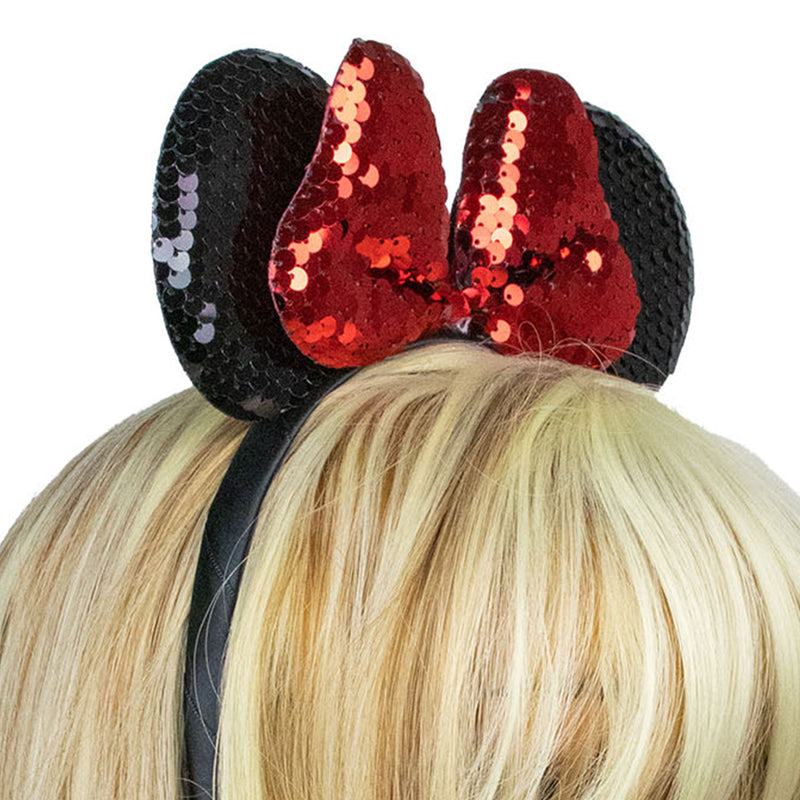 Minnie Maus Ohren - Haarreif mit Pailletten 414111 | Schwarz Rot