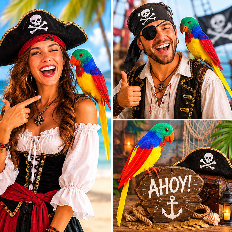 Bunter Schulter Papagei für Piratenparty | 26 cm