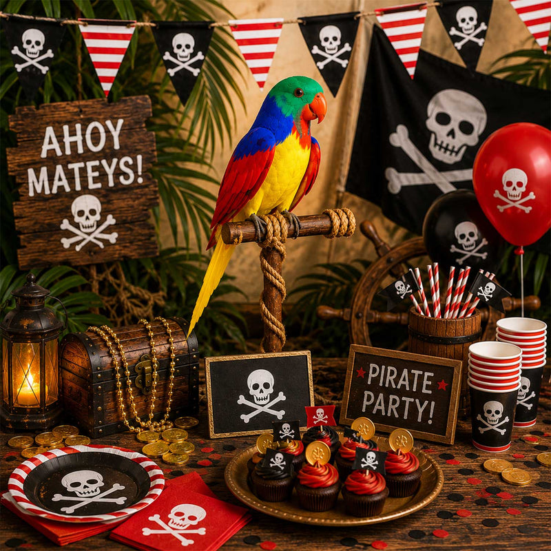 Bunter Schulter Papagei für Piratenparty | 26 cm
