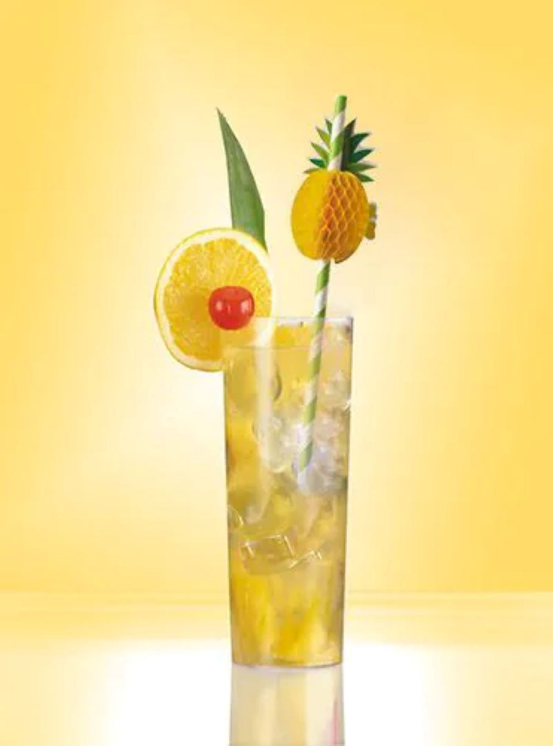 Papierstrohhalme "Pineapple" | 50 Trinkhalme Ø 6 mm x 20 cm