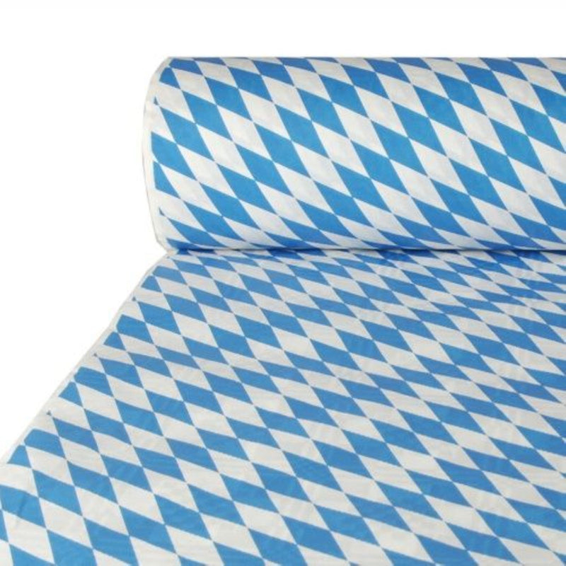 Tischdecke Papier Bayerisch 10x1m | Weiß-Blau