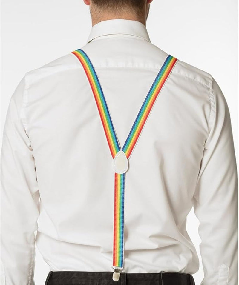 Partyset Hosenträger, Brille und Fliege | Regenbogen