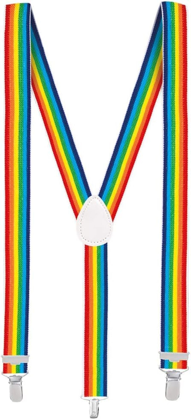 Partyset Hosenträger, Brille und Fliege | Regenbogen