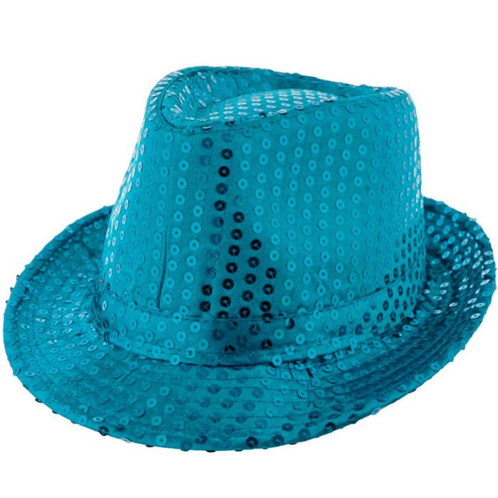 Glitzernder Popstar Hut mit Pailletten | Türkis