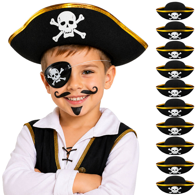 Piratenhut mit Totenkopf für Kinder | Schwarz Gold