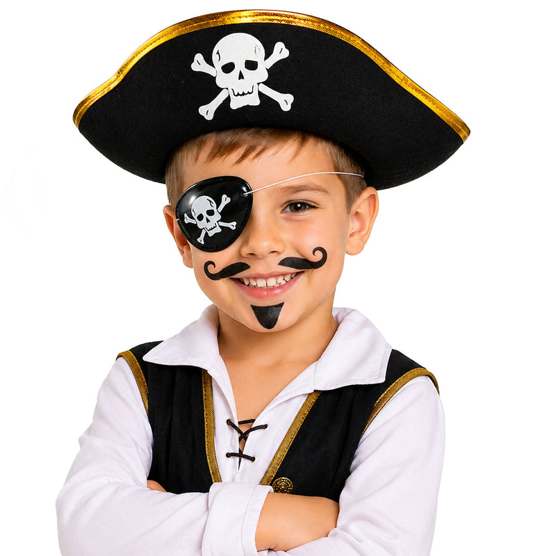 Piratenhut mit Totenkopf für Kinder | Schwarz Gold