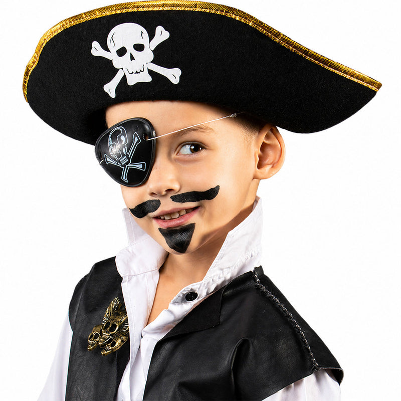 Piratenhut mit Totenkopf für Kinder | Schwarz Gold