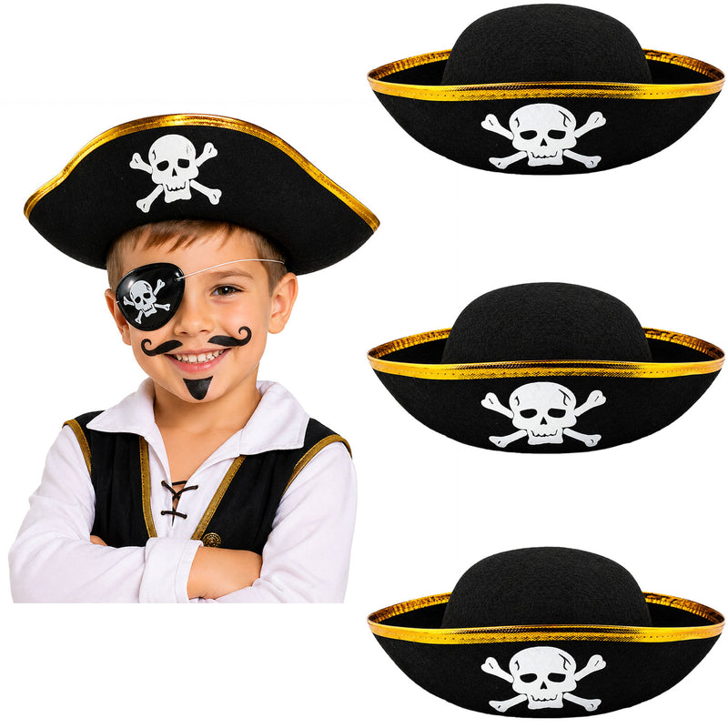 Piratenhut mit Totenkopf für Kinder | Schwarz Gold