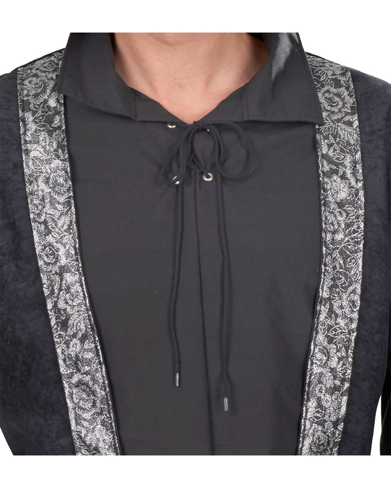 Pirat "Jack" Hemd mit Weste für Herren | Schwarz Silber