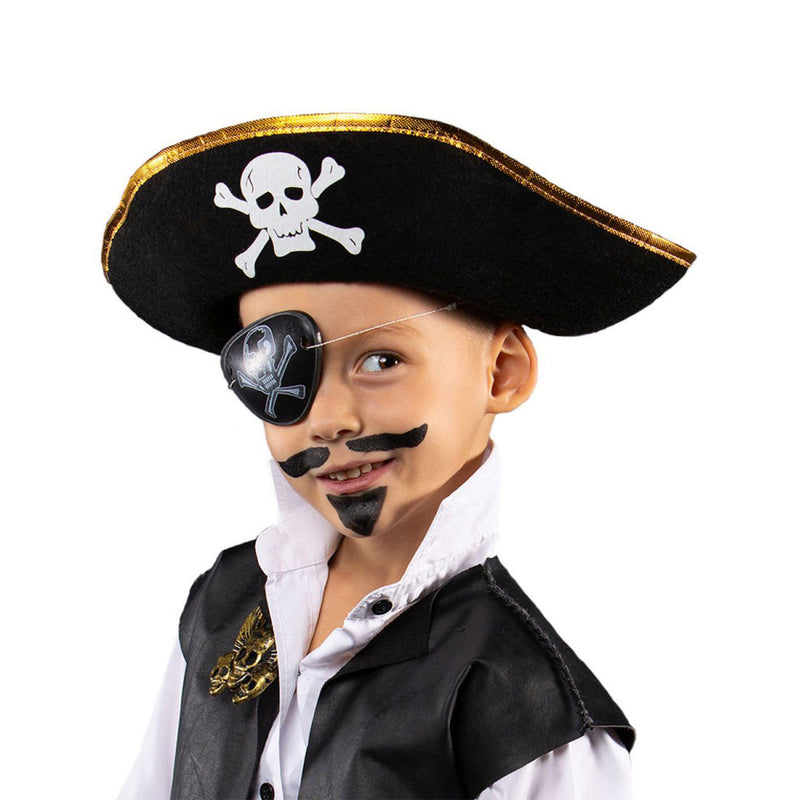 Piratenhut mit Totenkopf für Kinder | Schwarz Gold