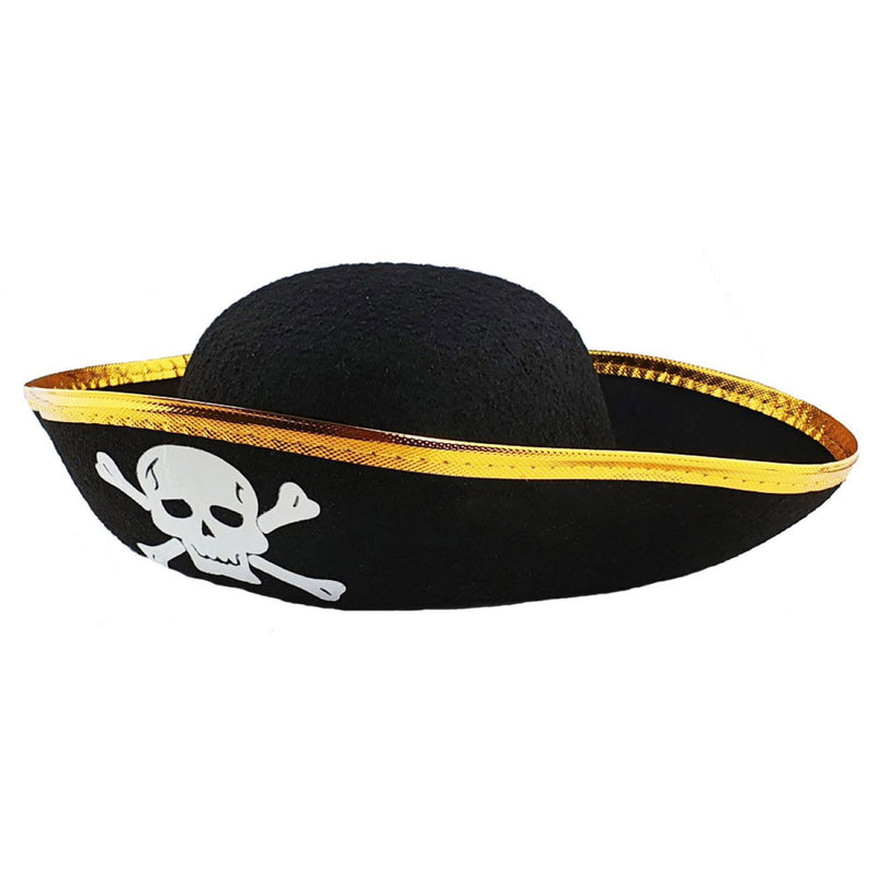 Piratenhut mit Totenkopf für Kinder | Schwarz Gold