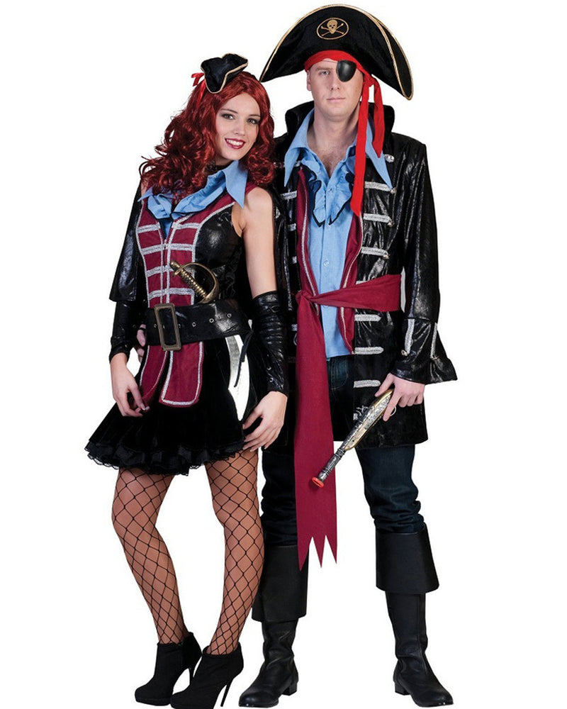 Piraten Kostüm "Scott" für Herren | Schwarz Rot