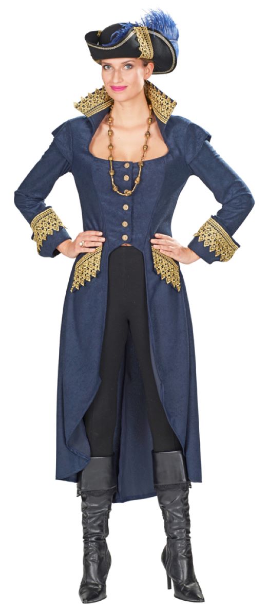 Piraten Mantel für Damen - Dunkelblau / Gold