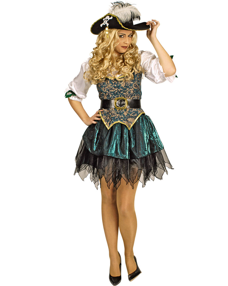 Piraten Kostüm "Angelica" für Damen | Seeräuberin Kleid Türkis