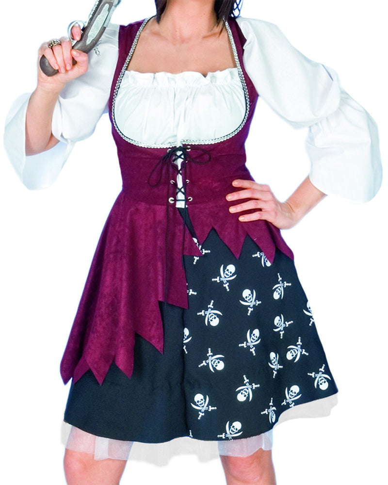 Piratin Kostüm "Jenna" für Damen | Piratenkostüm mit Totenköpfen