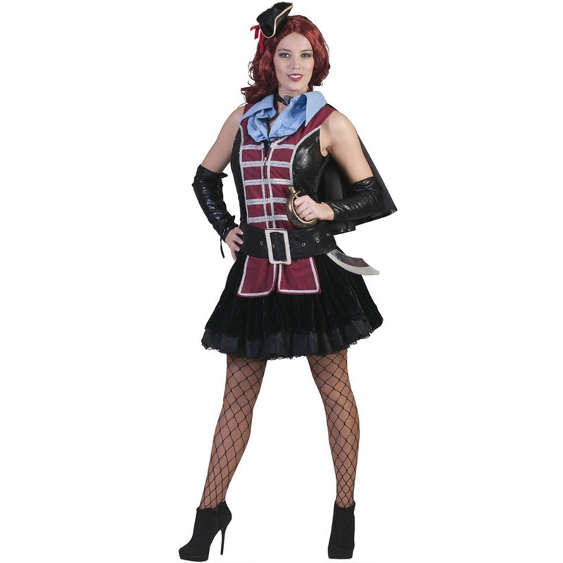 Piratin "Scarlett" Kostüm für Damen | Schwarz Rot