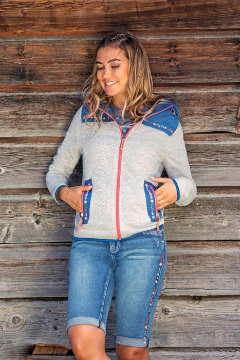 Piz Palü Damen Capri Jeans "Hafenlohr" mit Blümchen | Blau