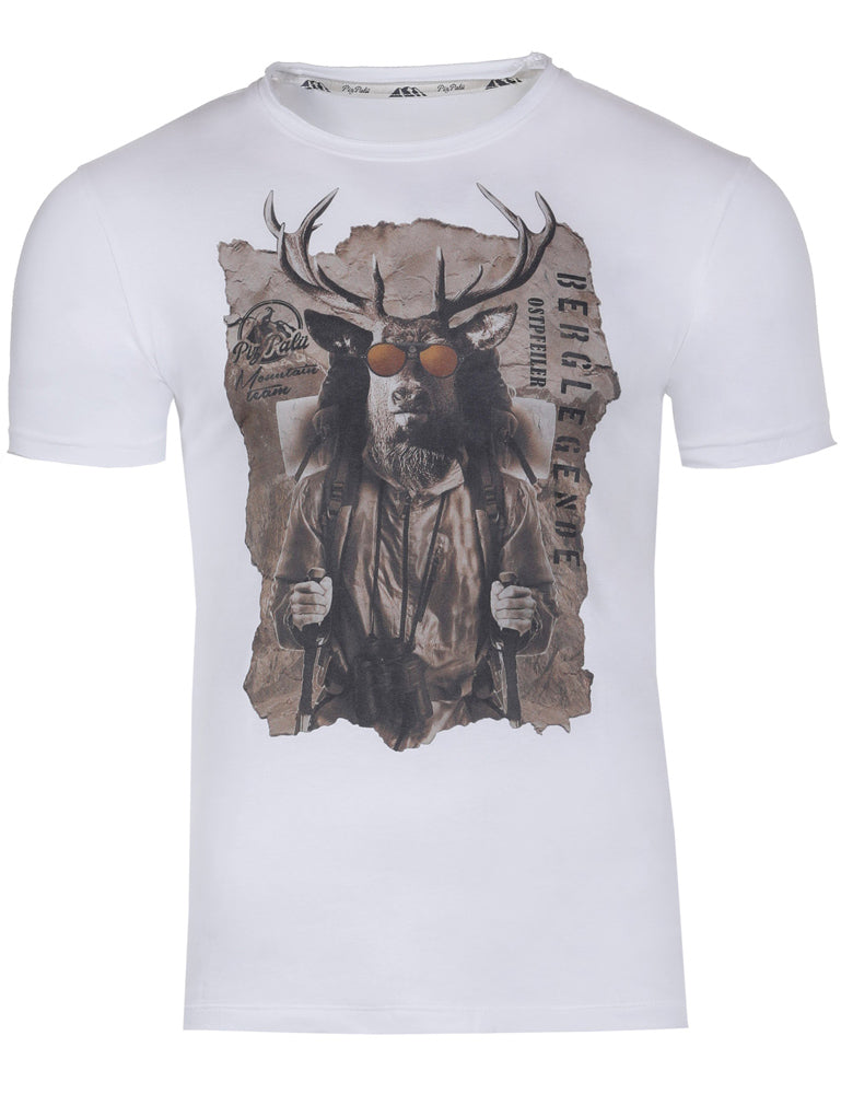 Piz Palü Herren T-Shirt "Train" mit Hirsch Print | Edelweiß