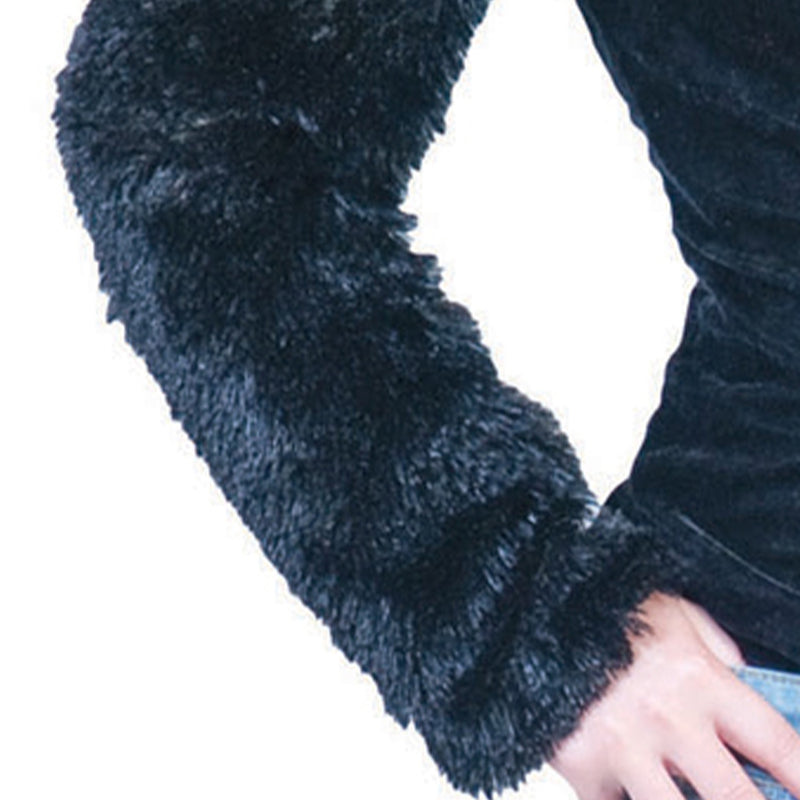 Hippie Jacke "Grace" in Plüsch-Optik für Damen | Schwarz