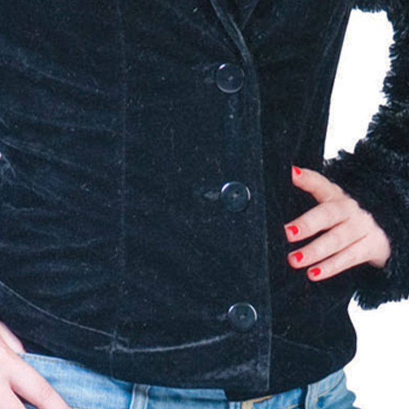 Hippie Jacke "Grace" in Plüsch-Optik für Damen | Schwarz