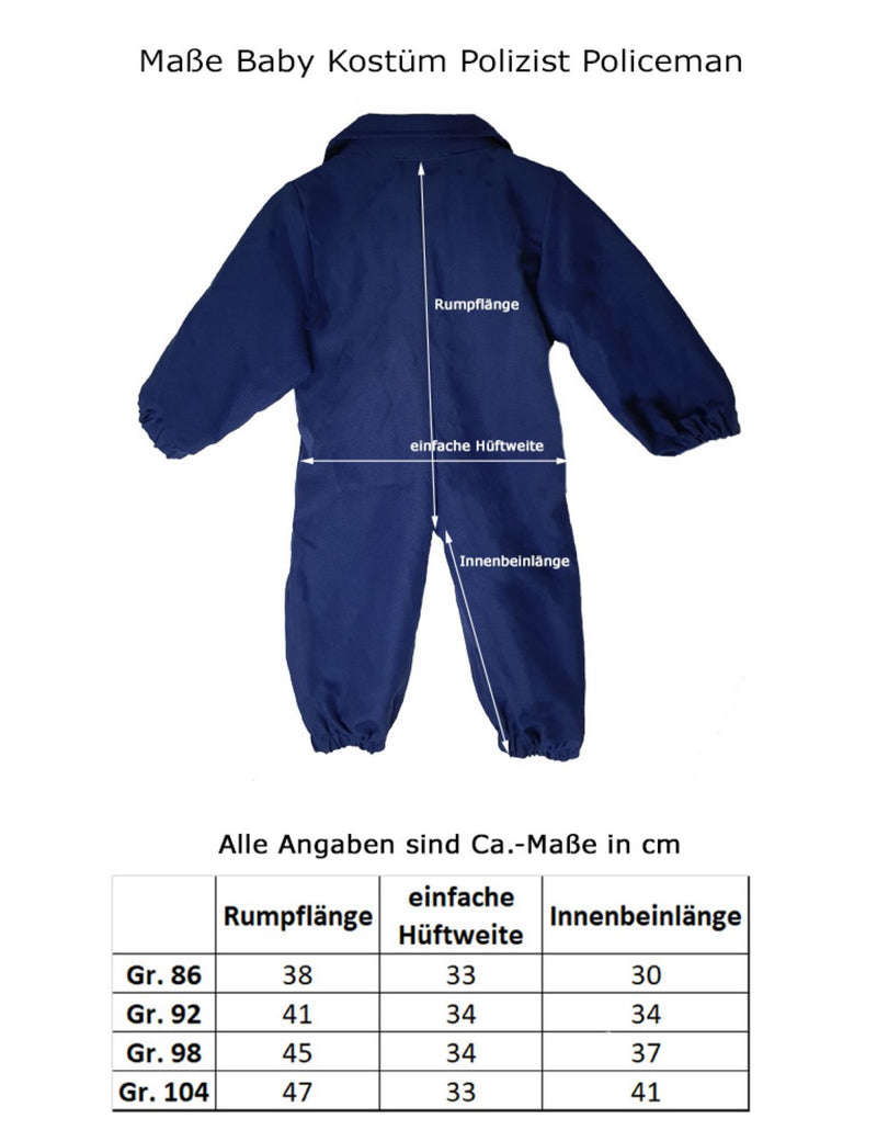 Policeman Polizist Baby Kostüm mit Mütze - Blau | Polizei Anzug