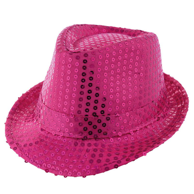 Glitzernder Popstar Hut mit Pailletten | Pink