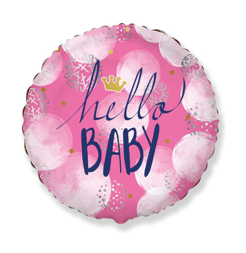 18" Folienballon "Hello Baby Girl" Ø45cm | Pink