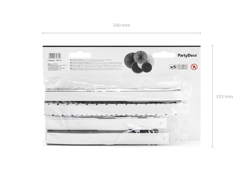 Dekofächer Elegant 5Stk 25-40cm | Black&White