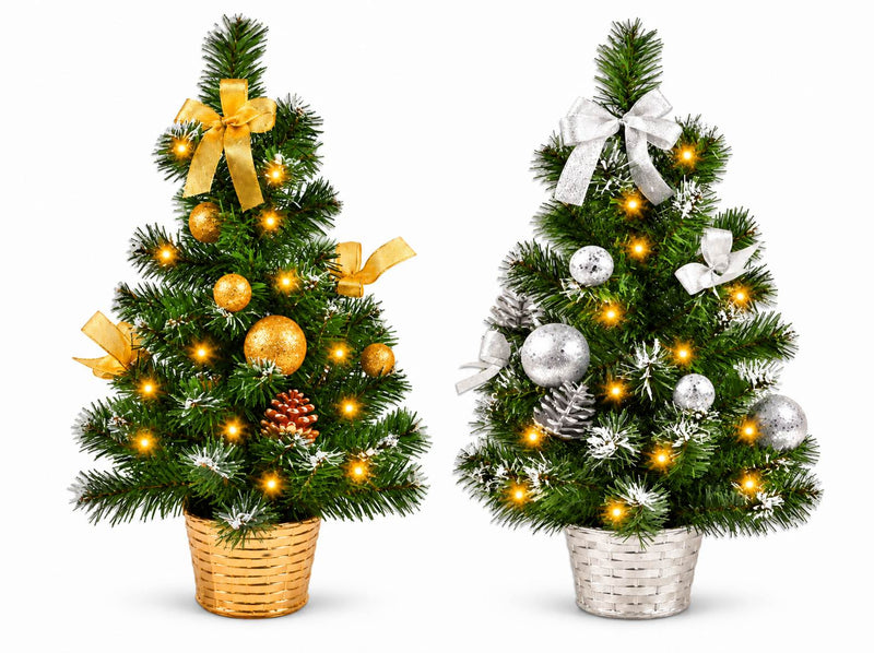 Geschmückter Weihnachtsbaum mit 20er LED Lichterkette - 50cm | 20257 - Gold