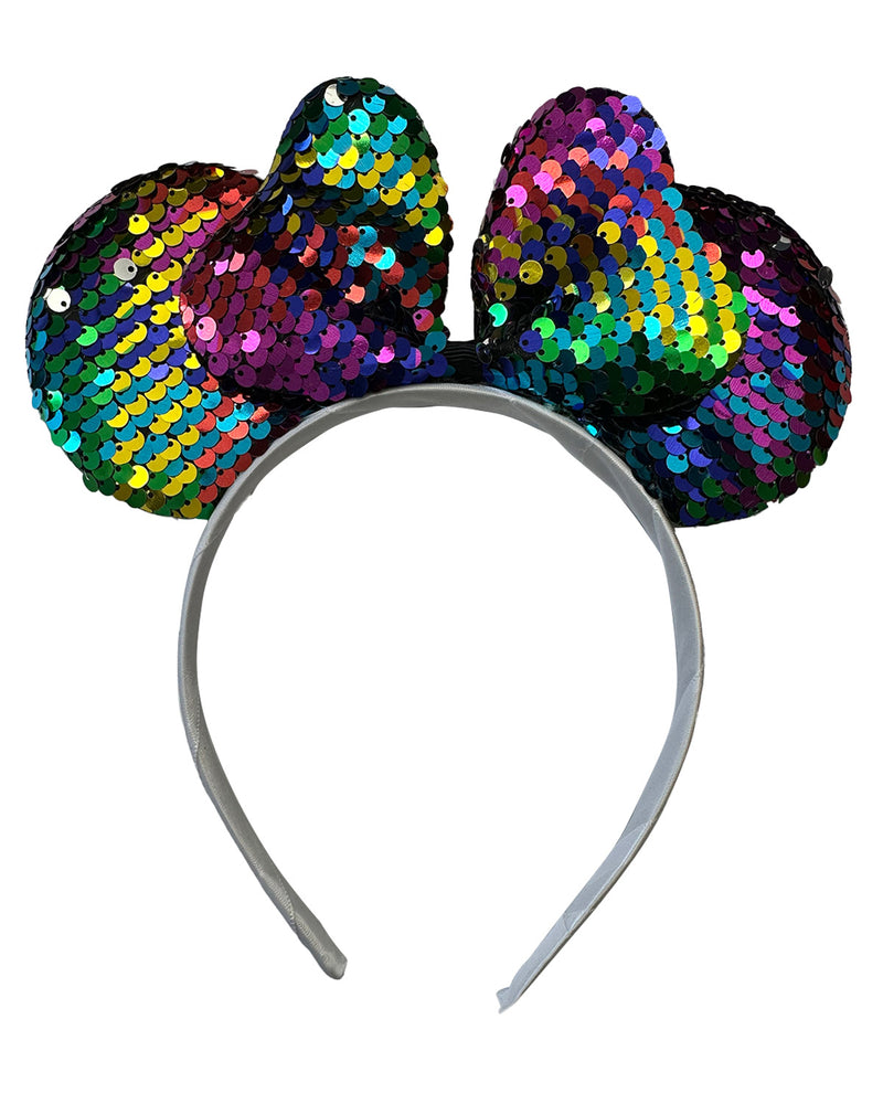Regenbogen Minnie Maus Ohren - Haarreif mit Pailletten 414112 | Bunt