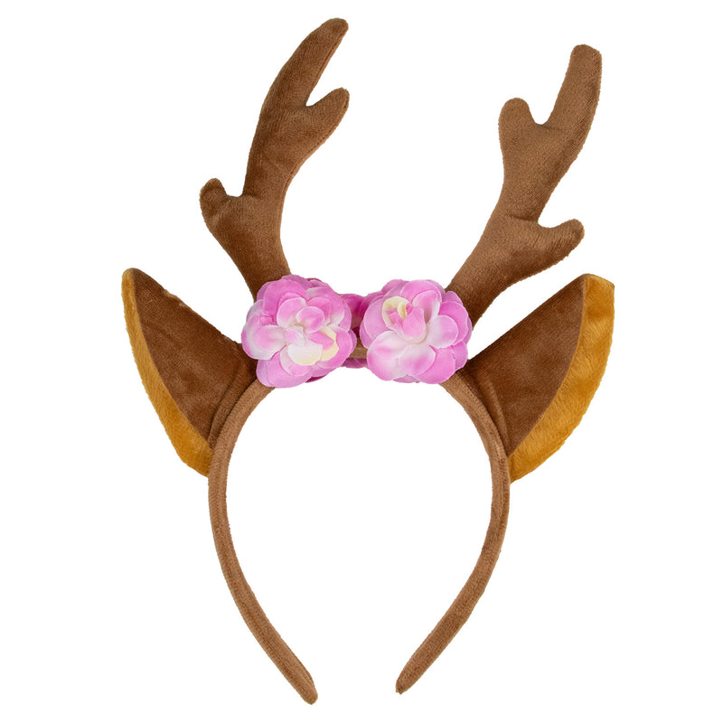 Reh Haarreif mit Blumen - 414020 | Braun Rosa