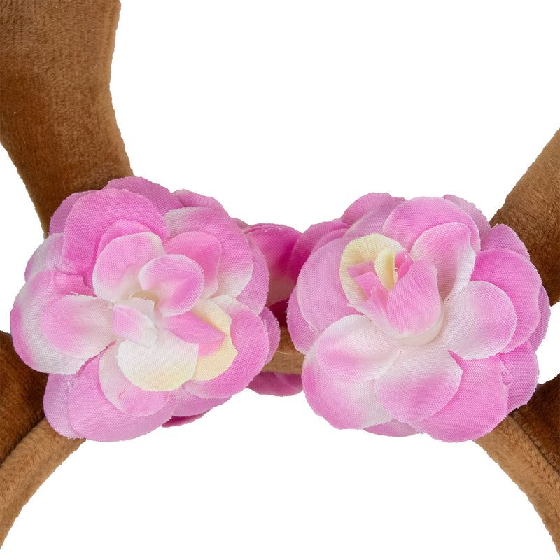 Reh Haarreif mit Blumen - 414020 | Braun Rosa