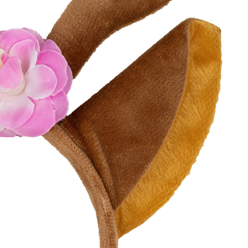 Reh Haarreif mit Blumen - 414020 | Braun Rosa