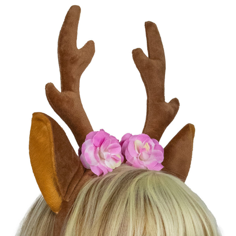 Reh Haarreif mit Blumen - 414020 | Braun Rosa