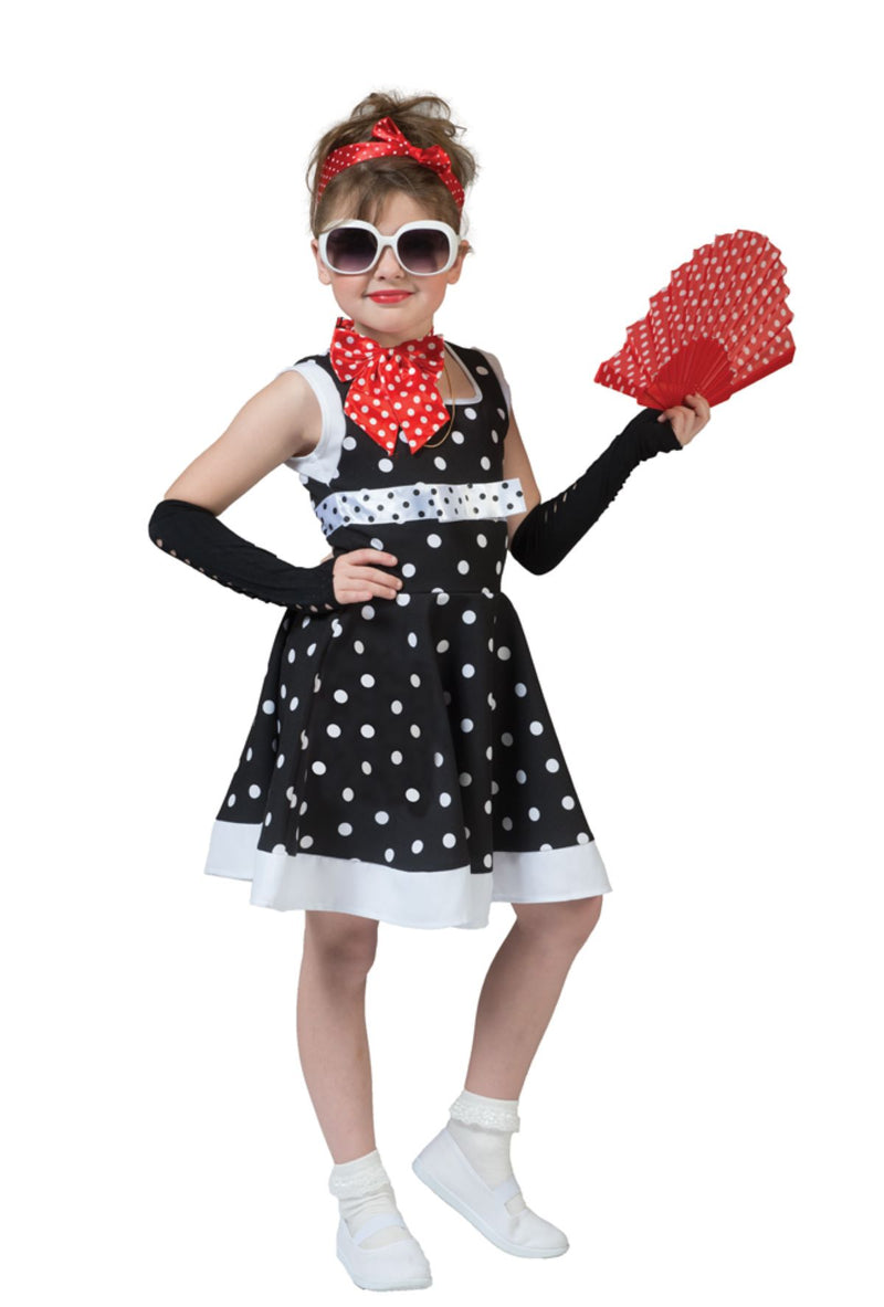 Retro Kostüm "Dolly" für Mädchen | Schwarz Weiß