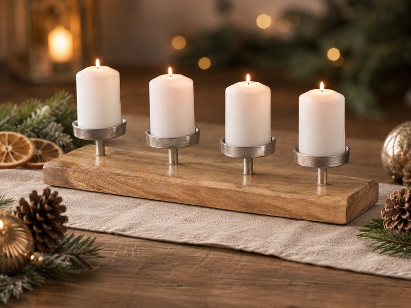 Adventskerzenhalter Mangoholz Tablett 50 x 10 cm | 74535