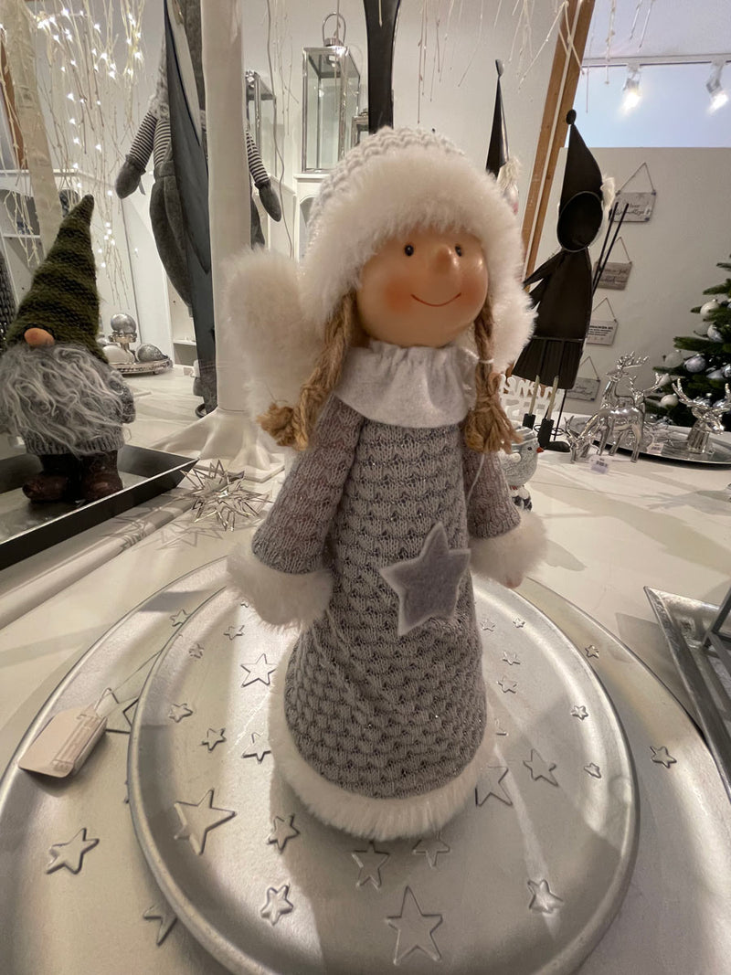 Dekofigur Engel "Lilly" Grau Weiß 30 cm | 70190