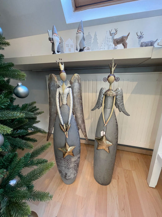 Metall Dekofigur "Engel mit Krone" 80 cm - LED mit Timer | 18376 - Adventsdekoration