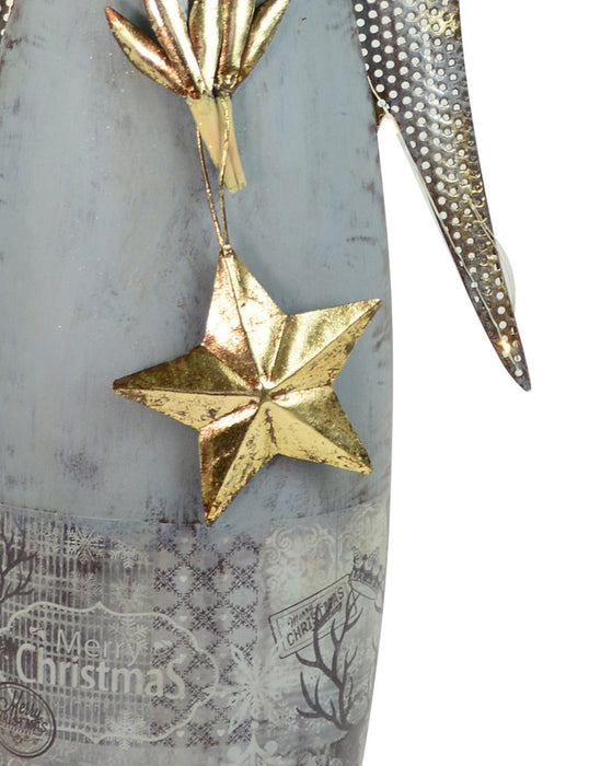 Metall Dekofigur "Engel mit Krone" 80 cm - LED mit Timer | 18376 - Adventsdekoration